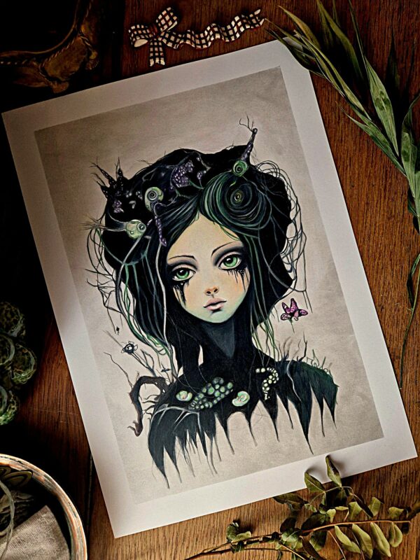 Illustration originale "Sorcière Roche-Verte"