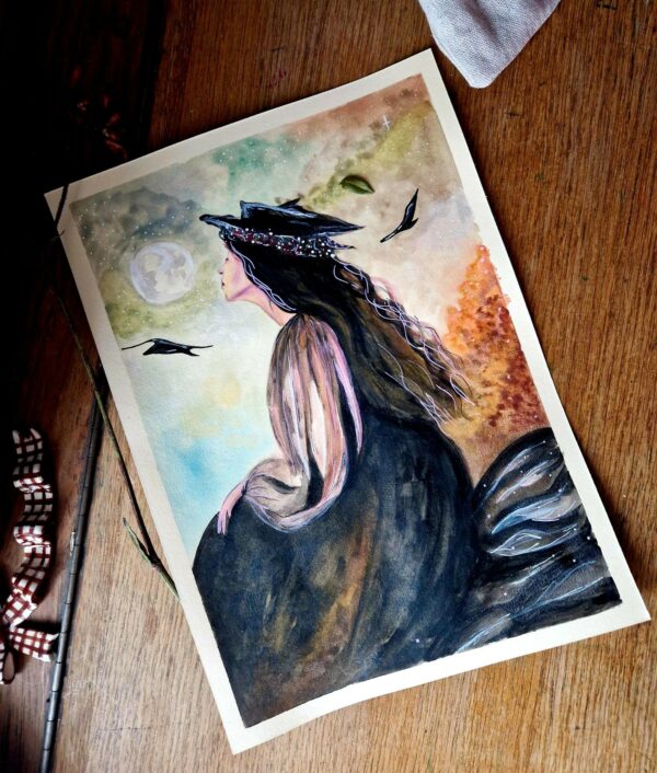 Illustration originale "Elle qui revient avec le vent"