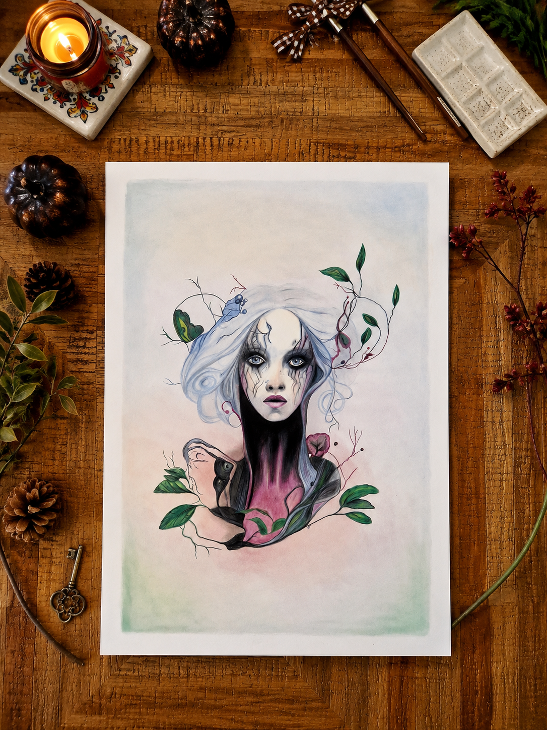 illustration bal des fantomes presence lucide crayons de couleur A3