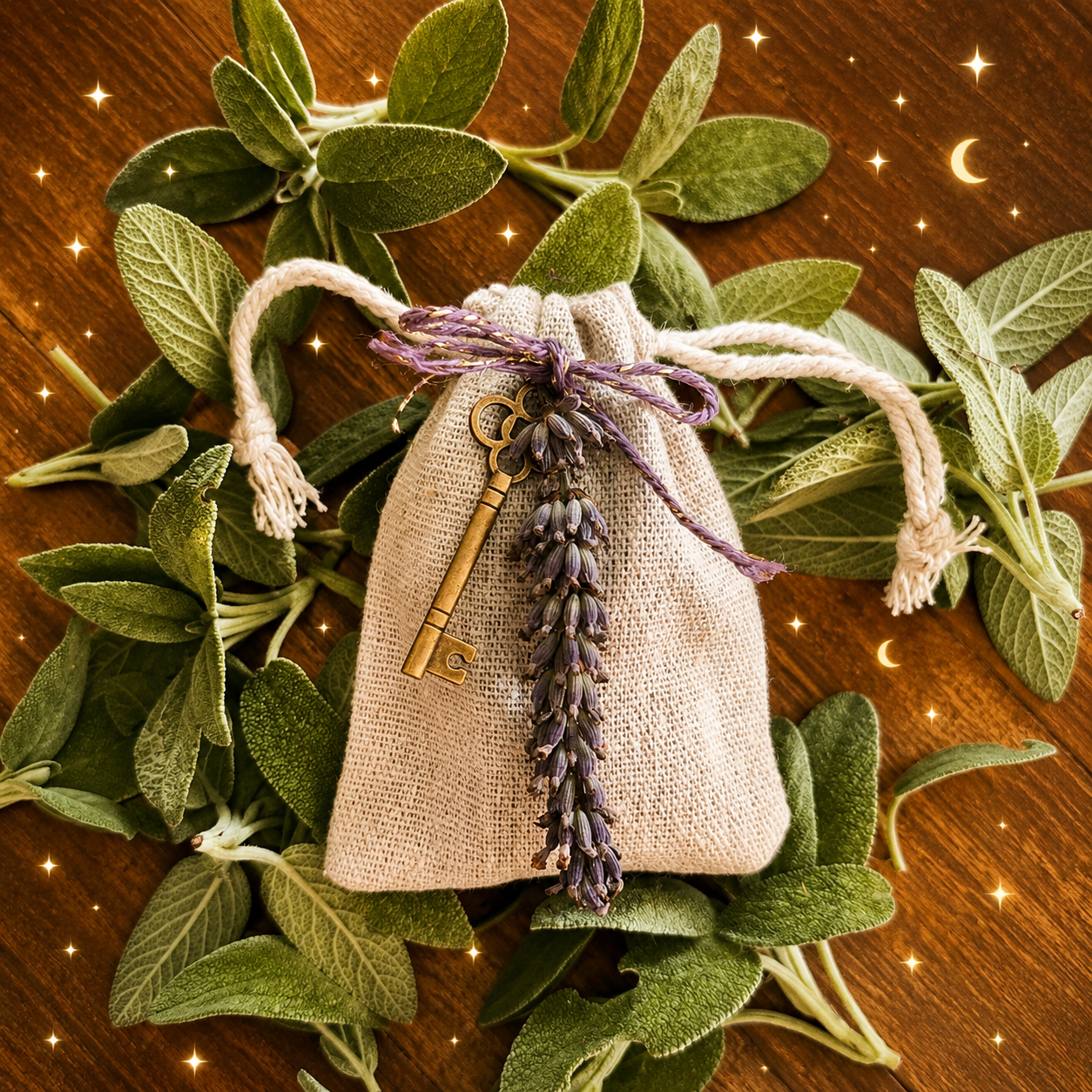 écrin parfumé lavande armoire sorcière sachet parfumé tissu lavande clé