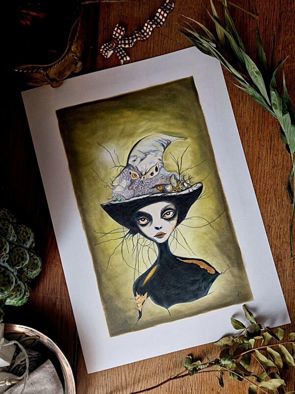 Illustration originale "Sorcière d'or"