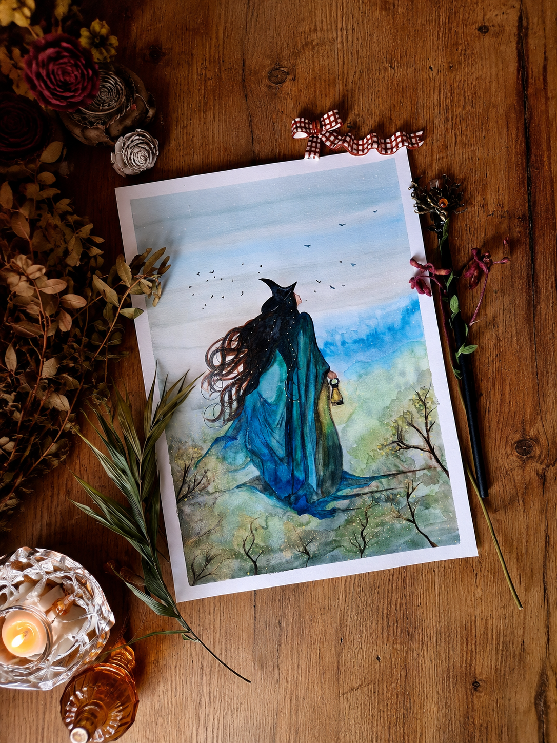 illustration vagabonde figure en mouvement aquarelle pan pastel original A3