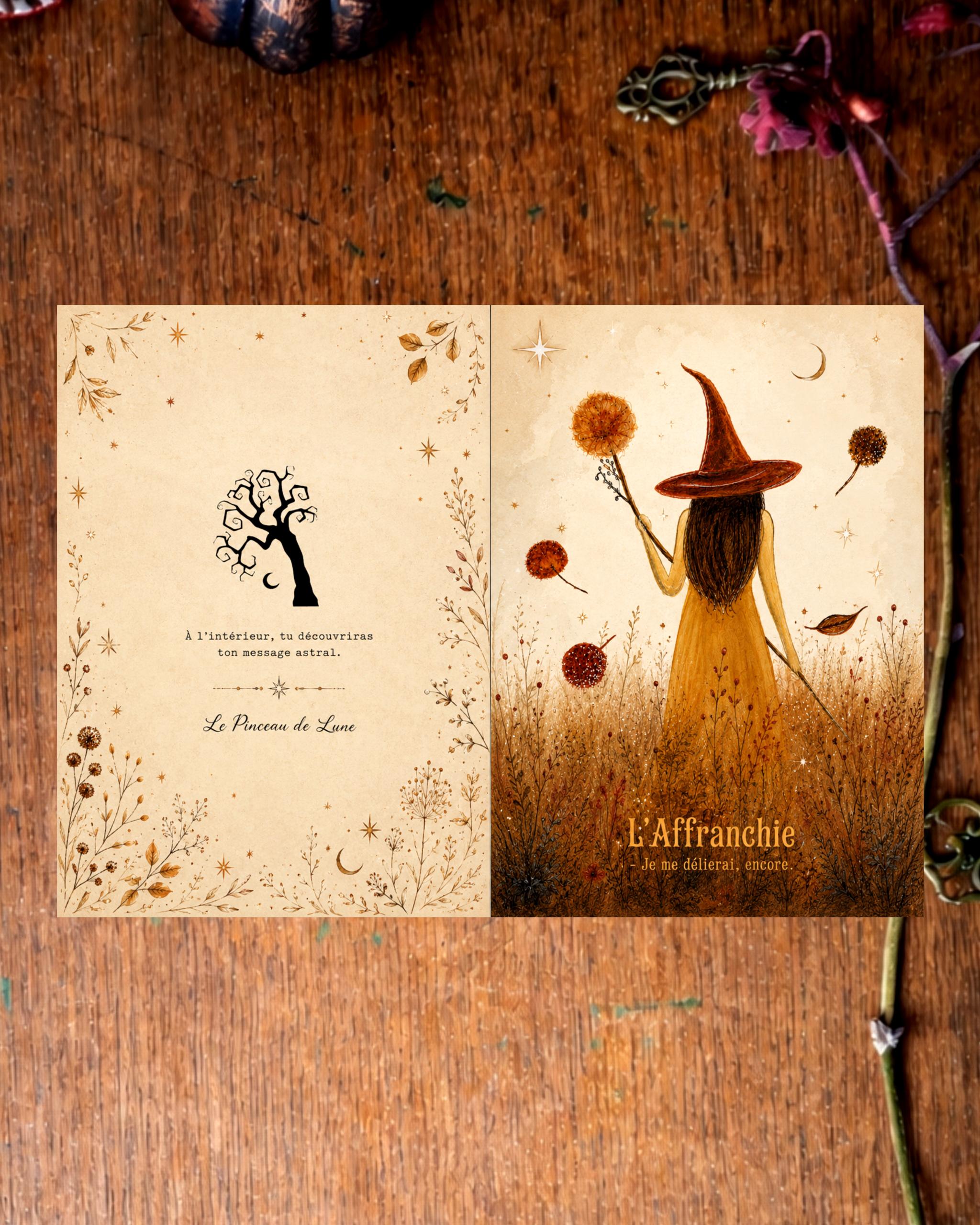 carte correspondance illustrée affranchie illustration femme sorcière A6