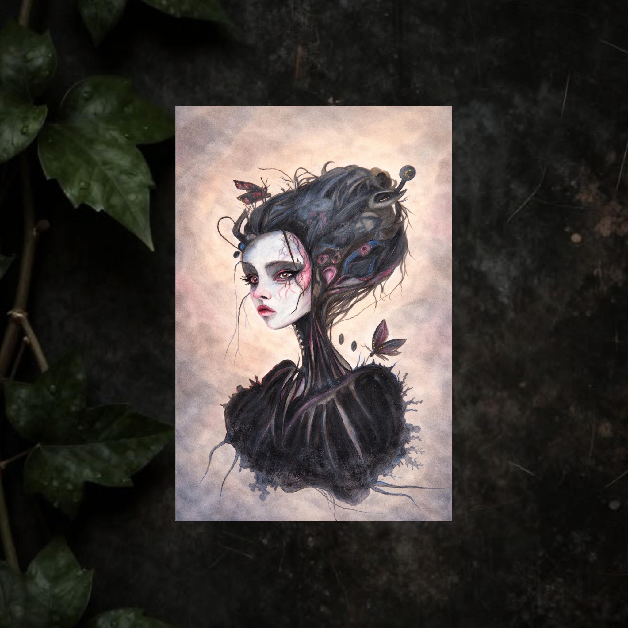 illustration femme créature neige brûlante mélancolie tirage art contraste émotionnel