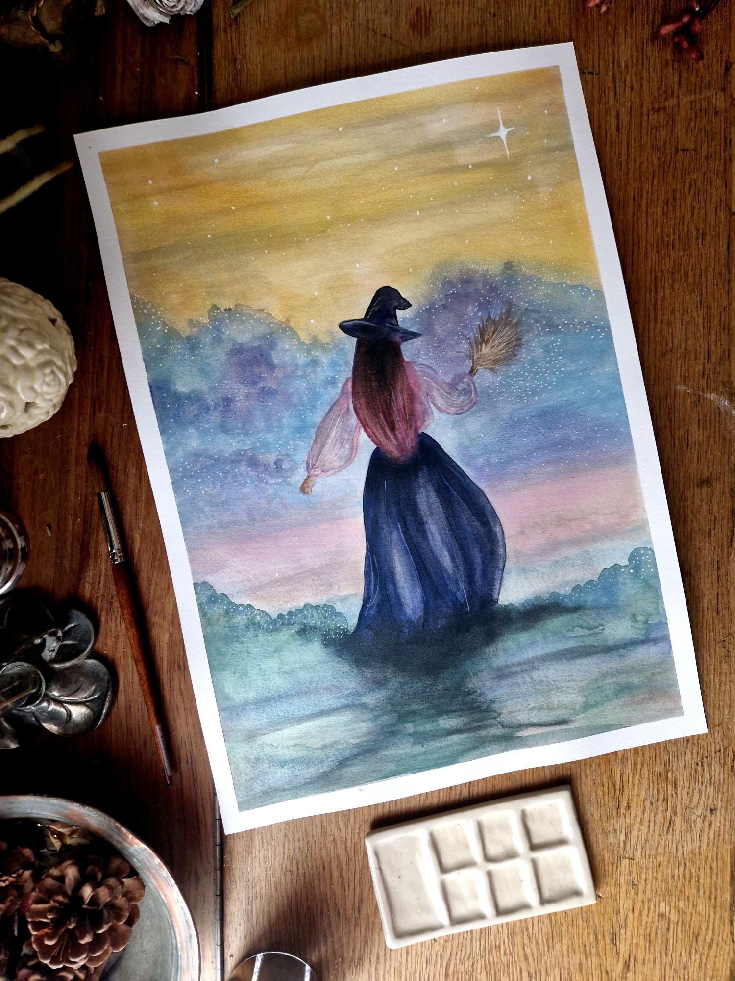 La Vertueuse — illustration originale à l’aquarelle au format A3.